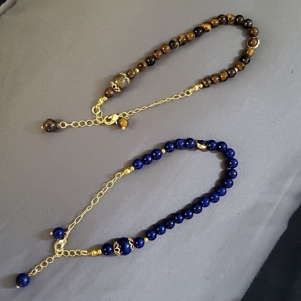 Lapis Lazuli Tiger's Eye Anklet Large
